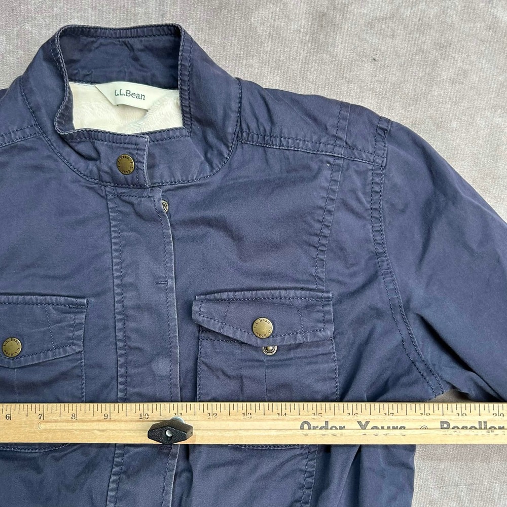 LL Bean Womens Navy Blue Sherpa Lined Utility Field Jacket Size M gorpcore - Picture 5 of 7